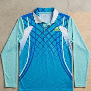 Aqua Lattice Long Sleeve Cricket Polo