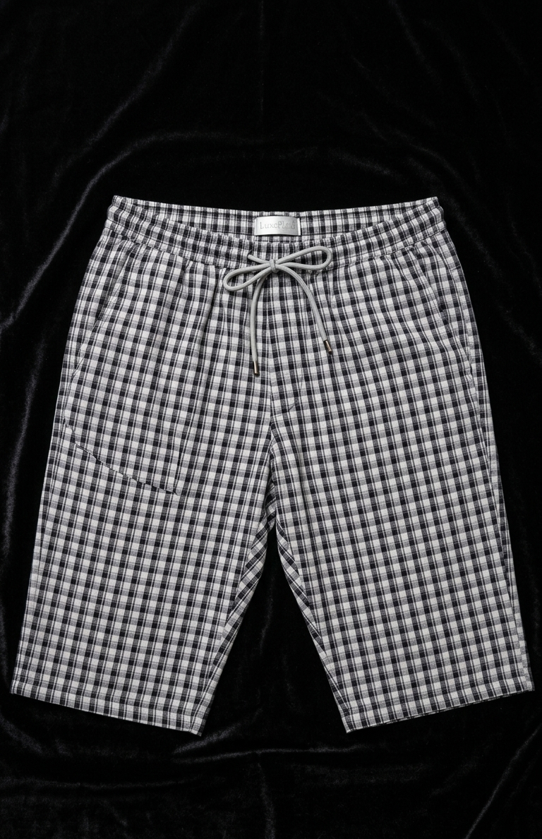 black-white-gingham-check-shorts-front