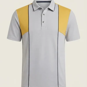 Grey Mustard Colour Block Polo