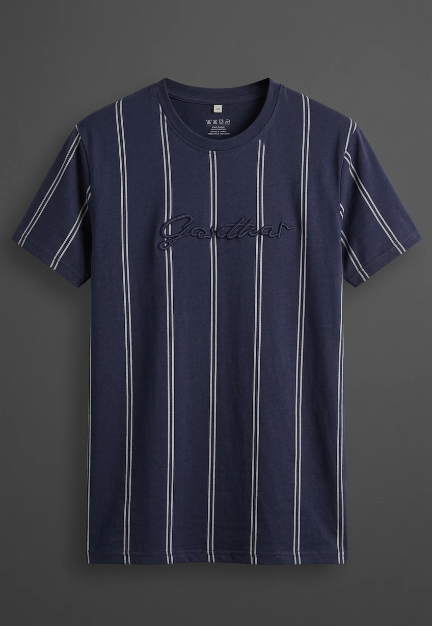 navy-pinstripe-script-t-shirt-front