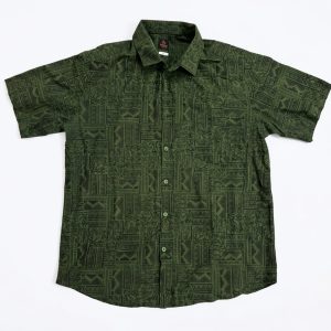 Olive Tribal Print Short Sleeve Shirt