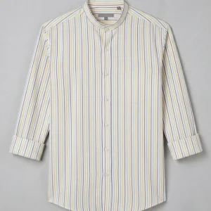 Pastel Stripe Mandarin Collar Shirt
