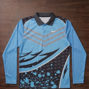 Sky Blue Long Sleeve Sports Polo